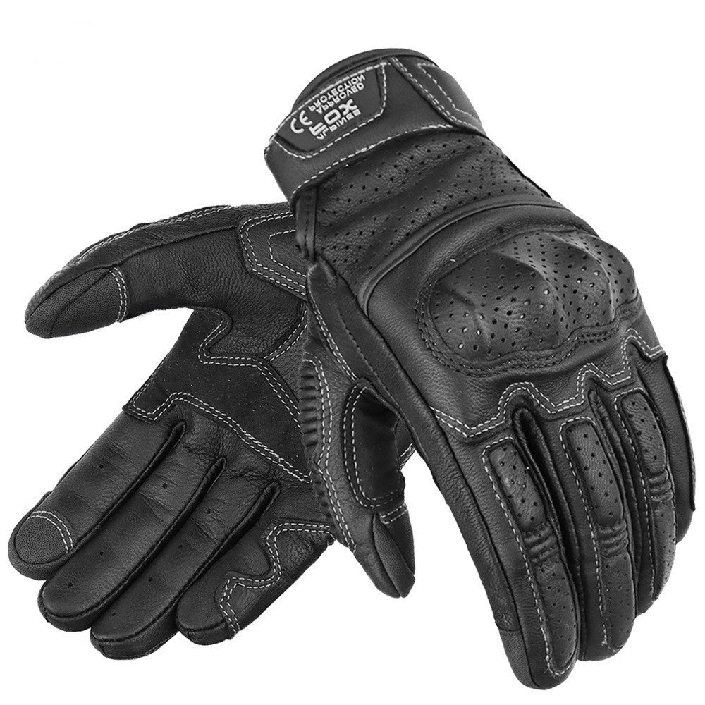 Gants d'équitation en cuir d'été à écran tactile respirant