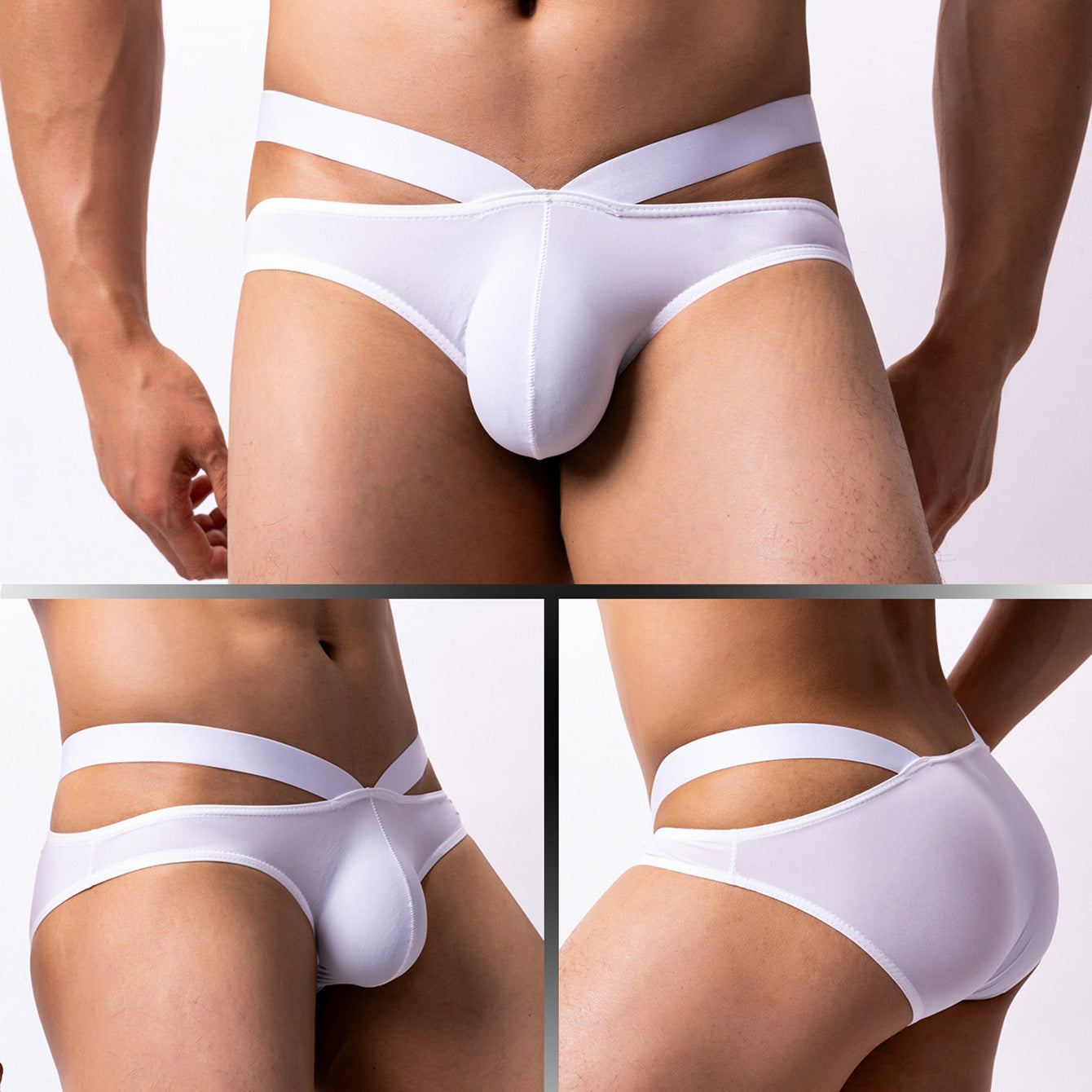 Été Respirant Exquise Silk Ice Un sous-vêtements Triangle Homme Nightclub Low Waist tendance