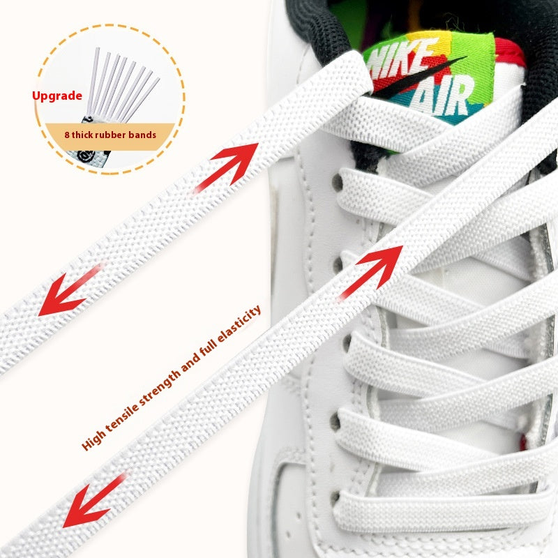 Shoelace pour les gens paresseux Rope élastique sans lacets Enfants Flat Buckle Chaussures blanches sans cravate