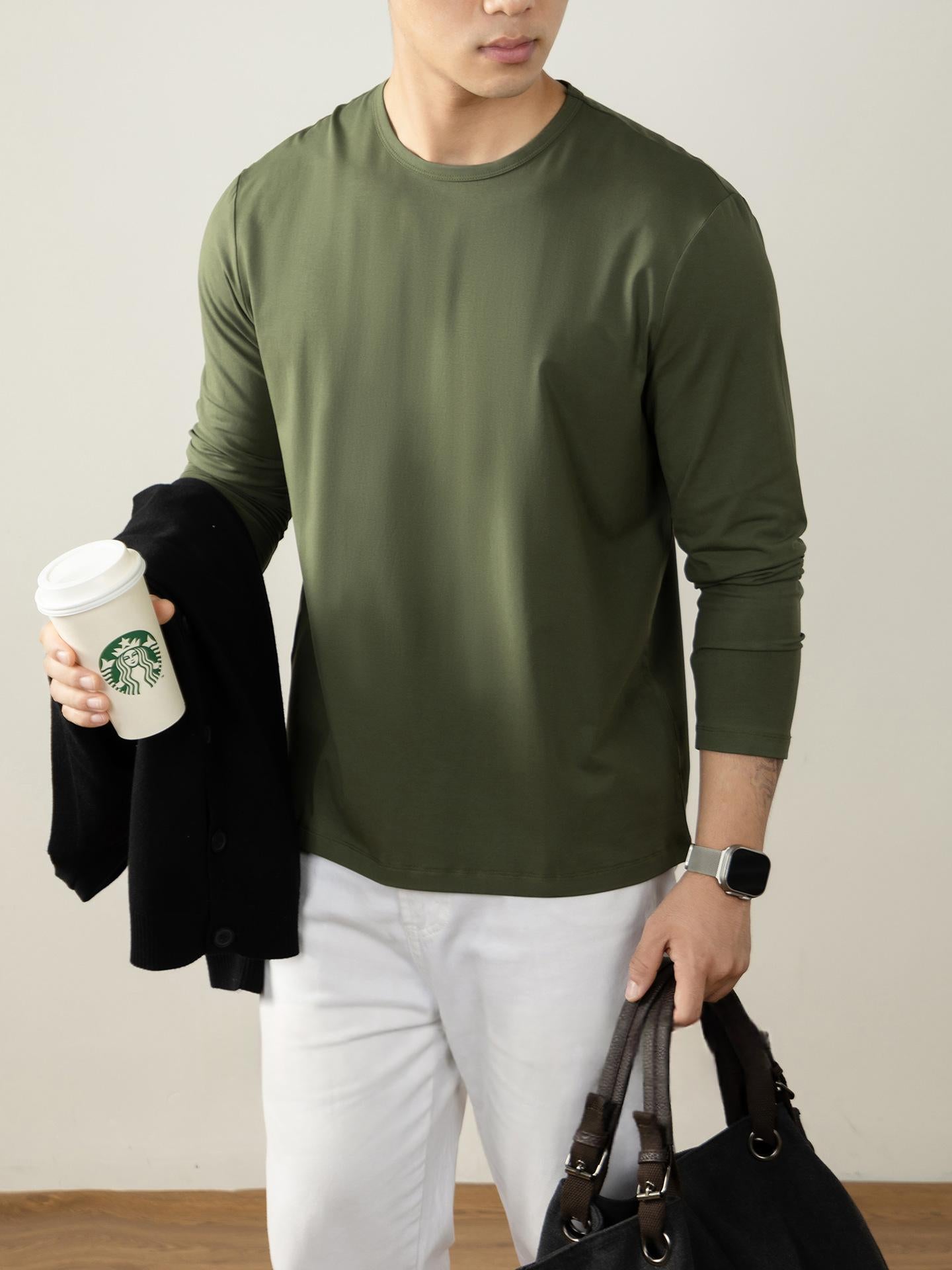 T-shirt en coton à manches longues Langan Modal pour hommes
