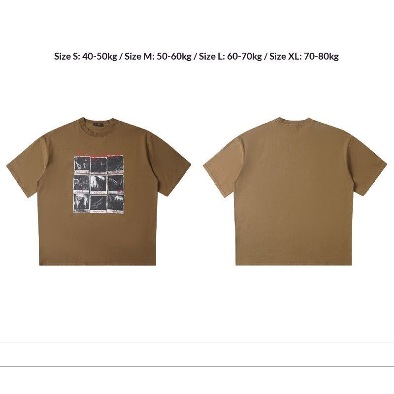 T-Shirt à manches courtes personnalisé à impression à neuf manches courtes Hommes Encolure décontractée en haut