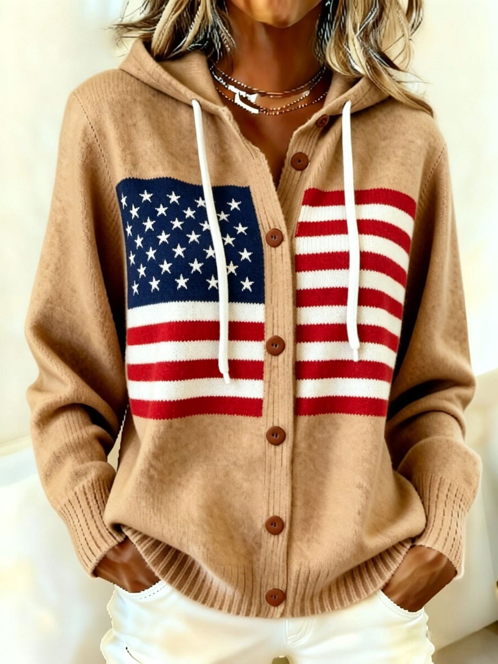 Laid-back de style américain Cardigan Hoodie