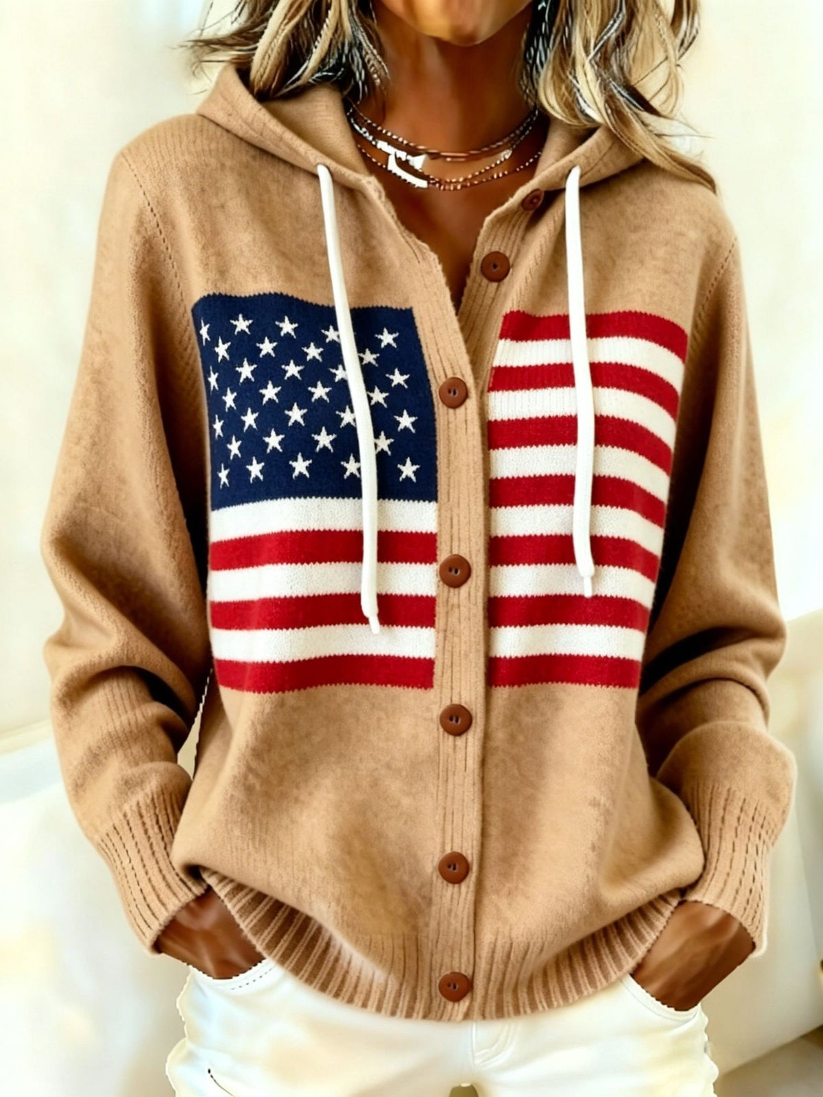Laid-back de style américain Cardigan Hoodie
