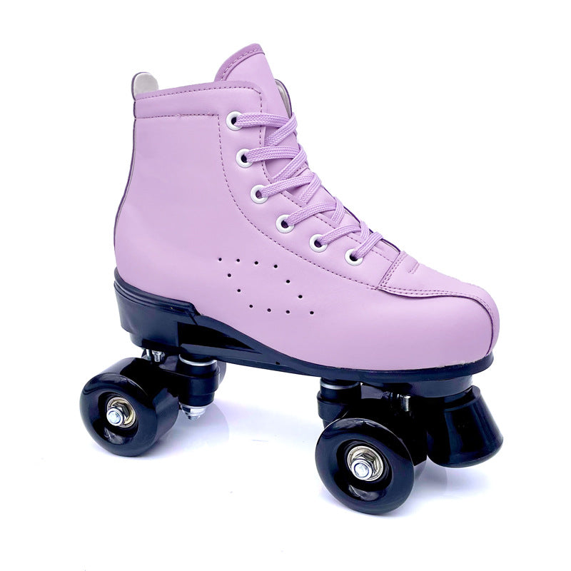 Patins à roulettes en cuir pourpre à double rangée