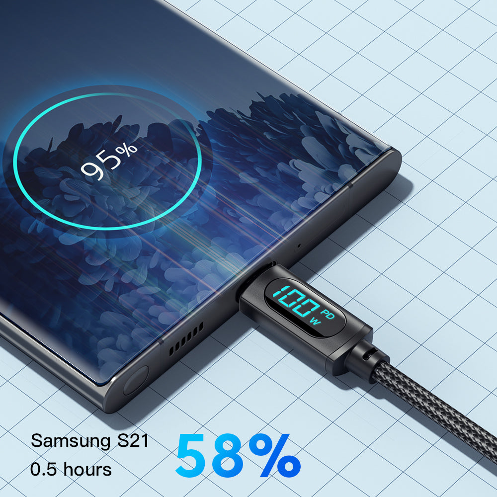 Câble de données d'affichage numérique de charge rapide PD100W alliage d'aluminium