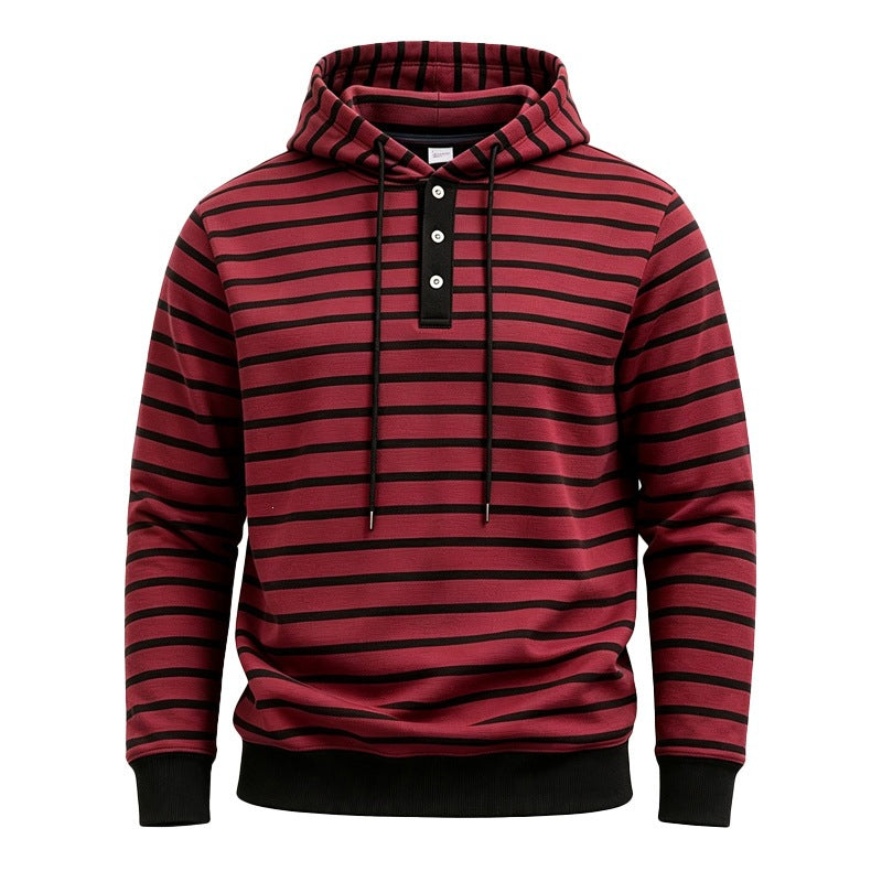 Hoodie rayée avec trois boutons