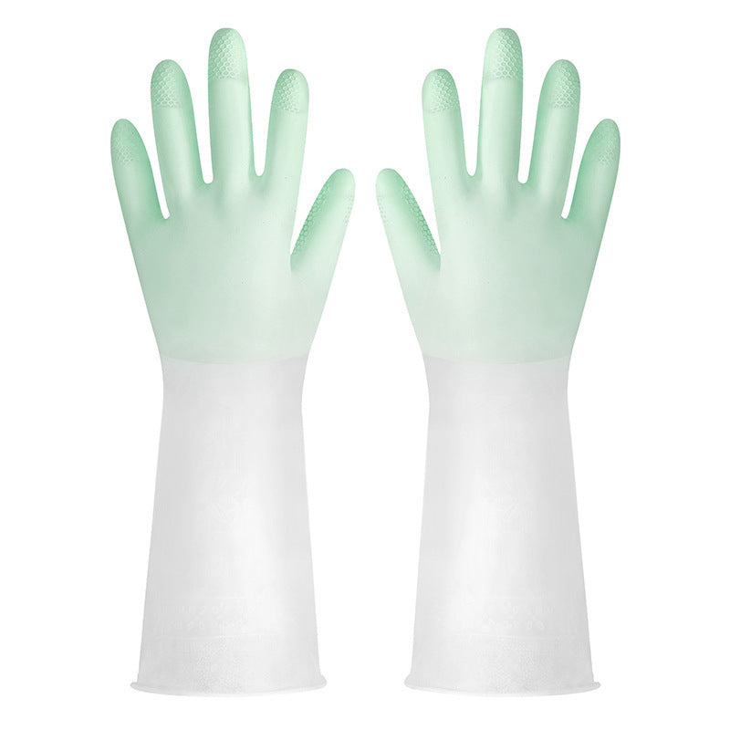 Gants de lavage en blanc translucide en caoutchouc de qualité nettoyante avec un antidérapant