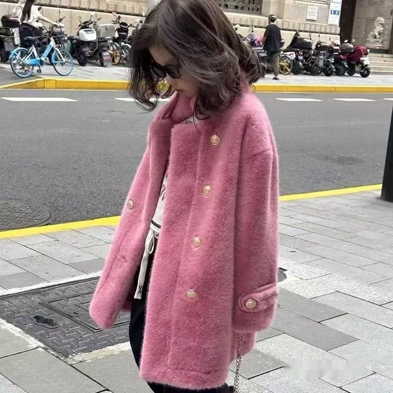 Mid-long Hiver faux fourrure manteau pour les filles