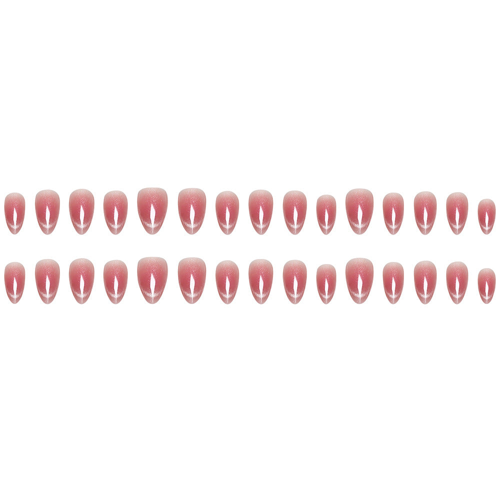 Stickers 30 pièces en forme d'amande courte à ongles à pression à oeil de chat Art à ongles en rouge Gradient C