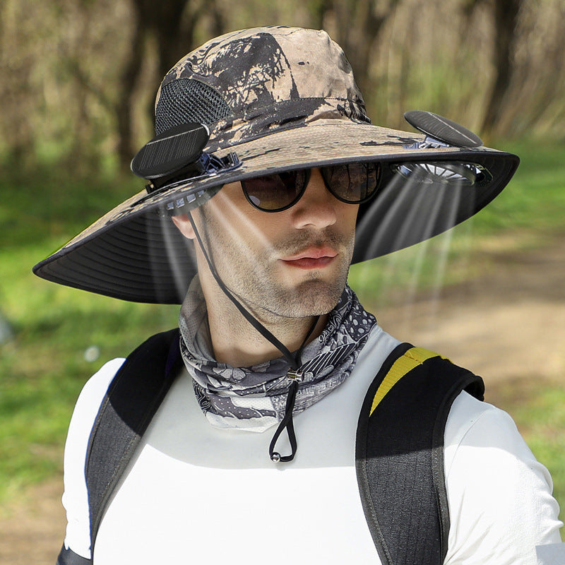 Solar Fan Cap Pêche d'alpinisme extérieur