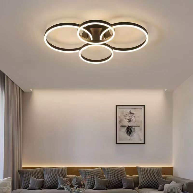 Lumière circulaire de plafond en aluminium doré nordique pour le salon