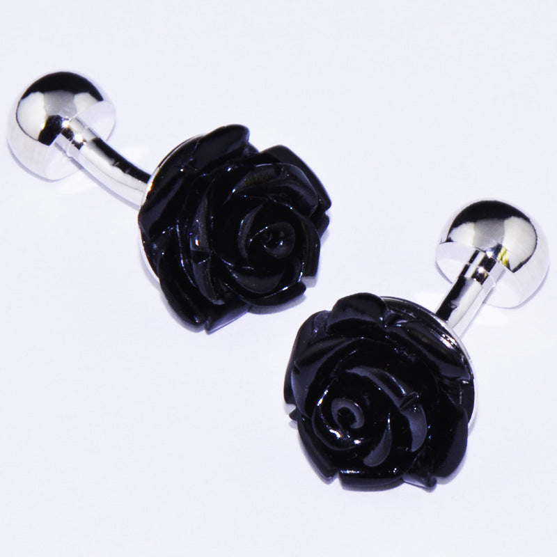 Rose noire Boutons de manchette français