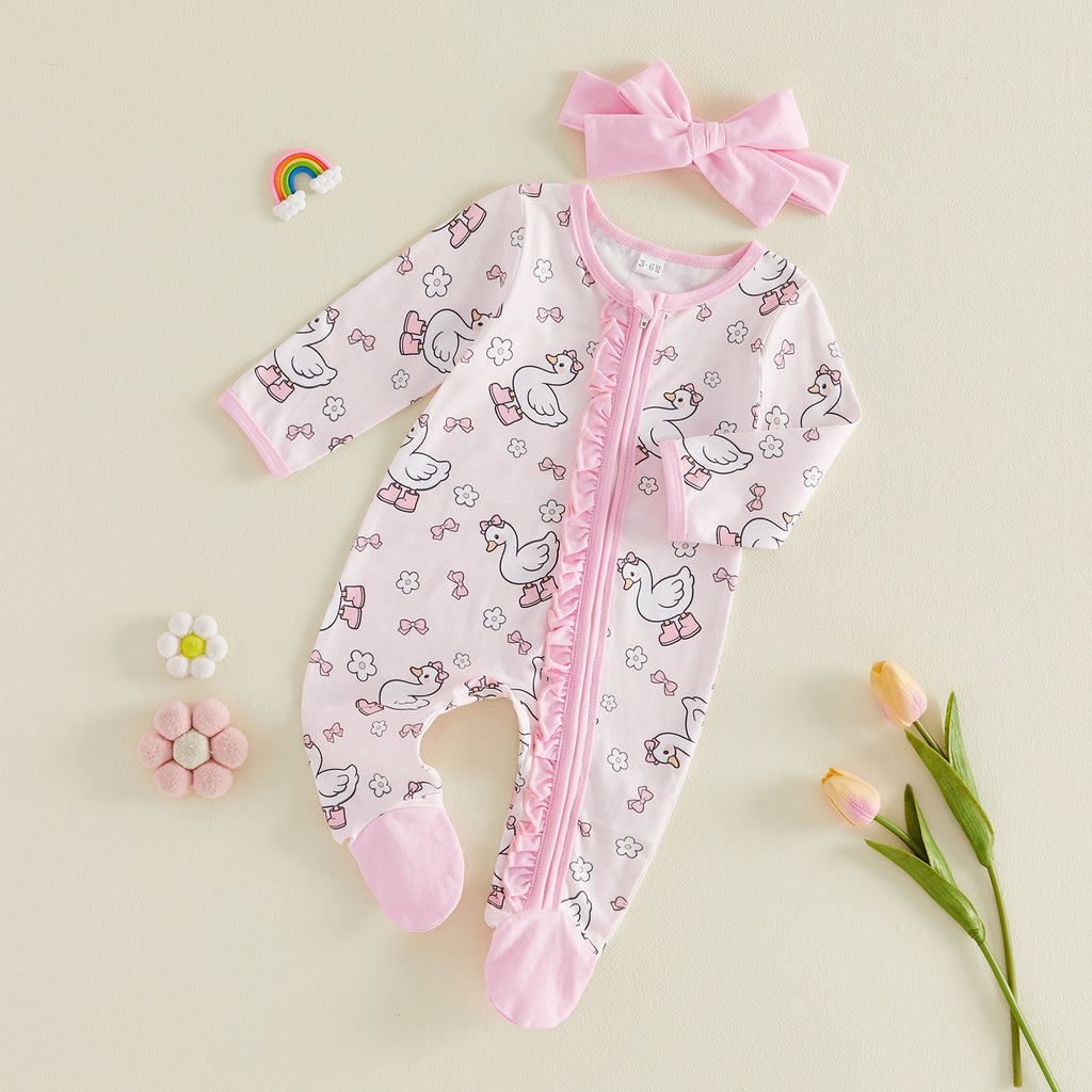 Bande de tête de style mince de Romper devant zippé imprimé floral