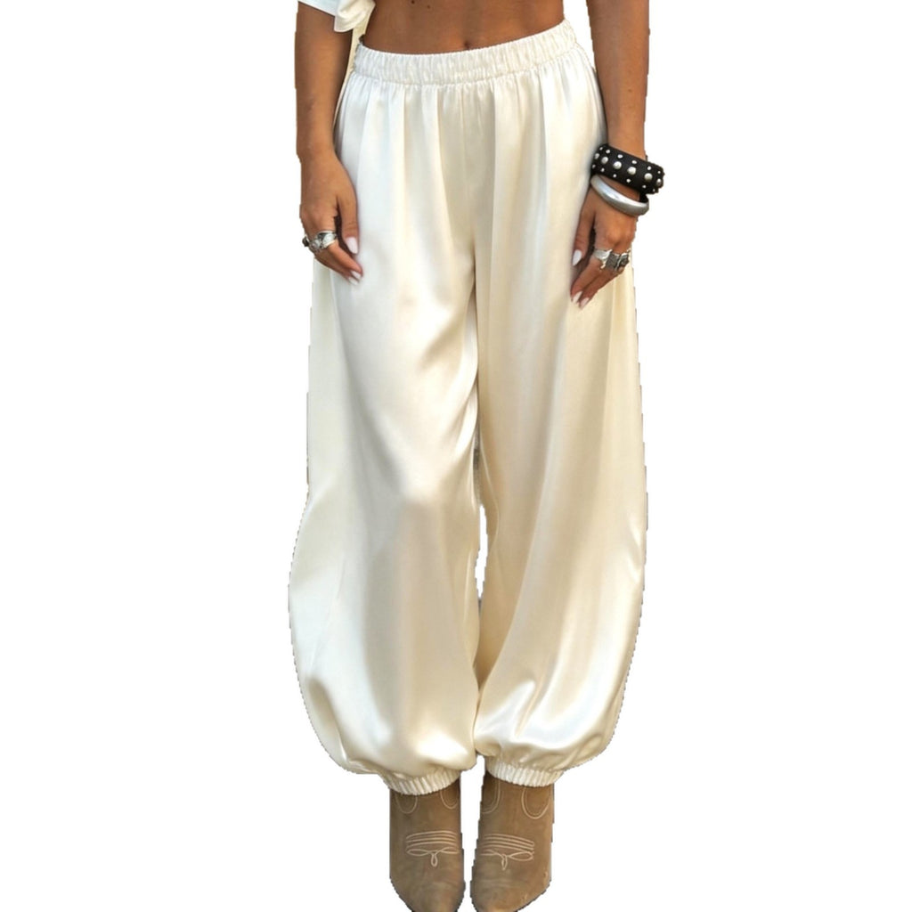 Low-waisted draping trousers