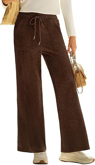 Pantalons élastiques à cordes haute taille Corduroy