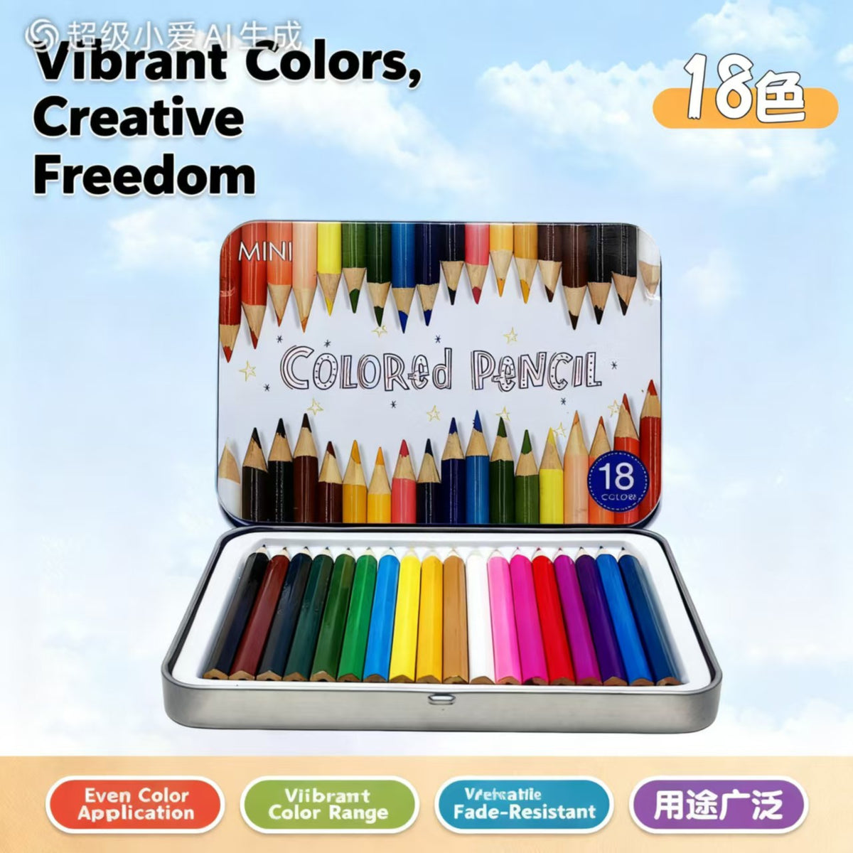 18 Colors Hexagonal Oil-Based Colored Pencils