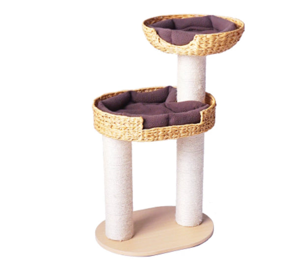 Green Song Woven Cat Climbing Frame with Thick Posts Cat Tree Cat Bed and Scratching Post