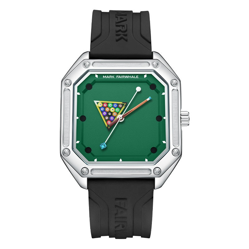 Creative Quartz Wristwatch Personalized Men with a billiard-themed dial
