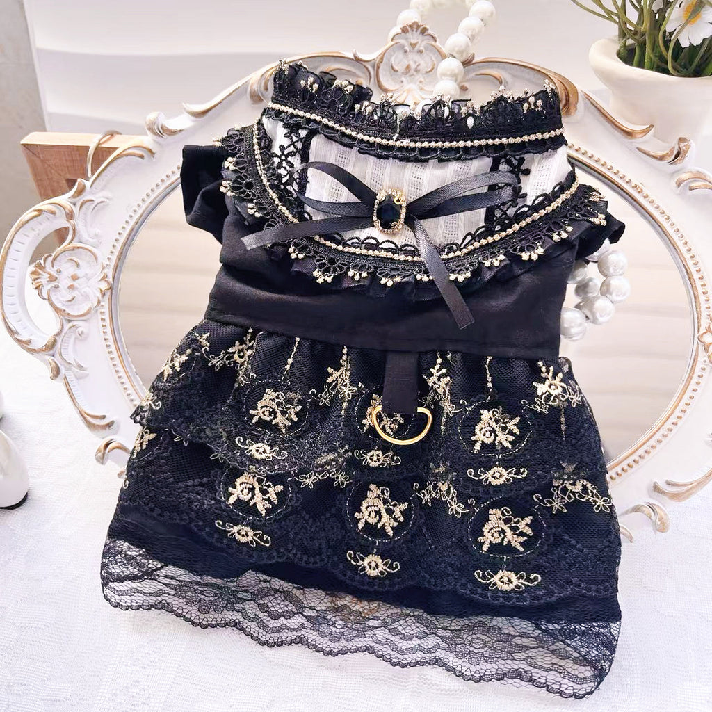 Vêtements de chien de chat en jupe dorée gothique