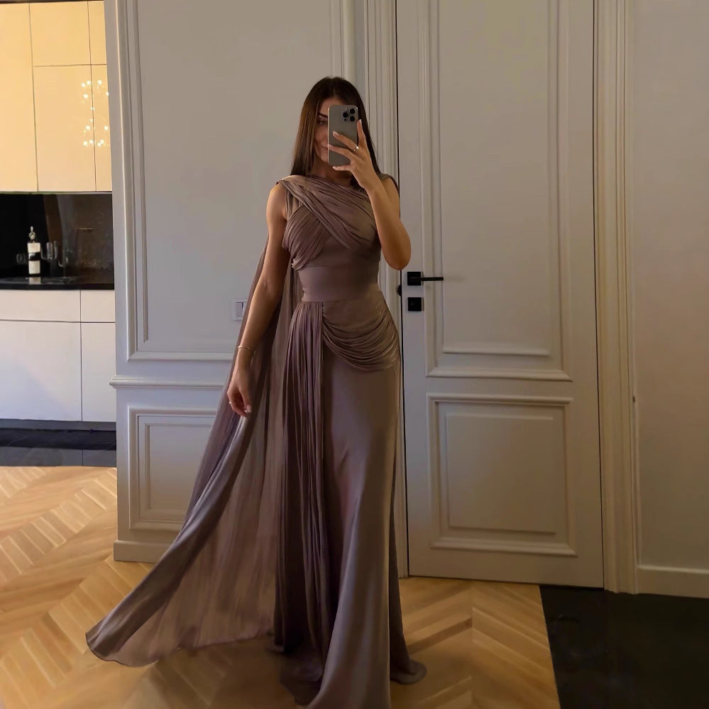 Robe de soirée en satin de ruban plissé