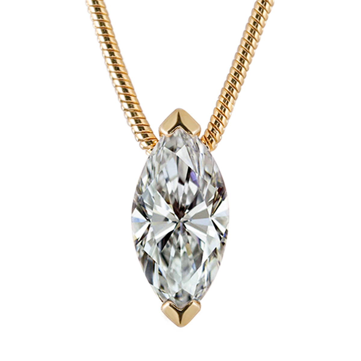 S925 Argent plaqué or Marquise 5&10mm Collier en mossanite 1ct D Couleur VVS1 Argent doré O
