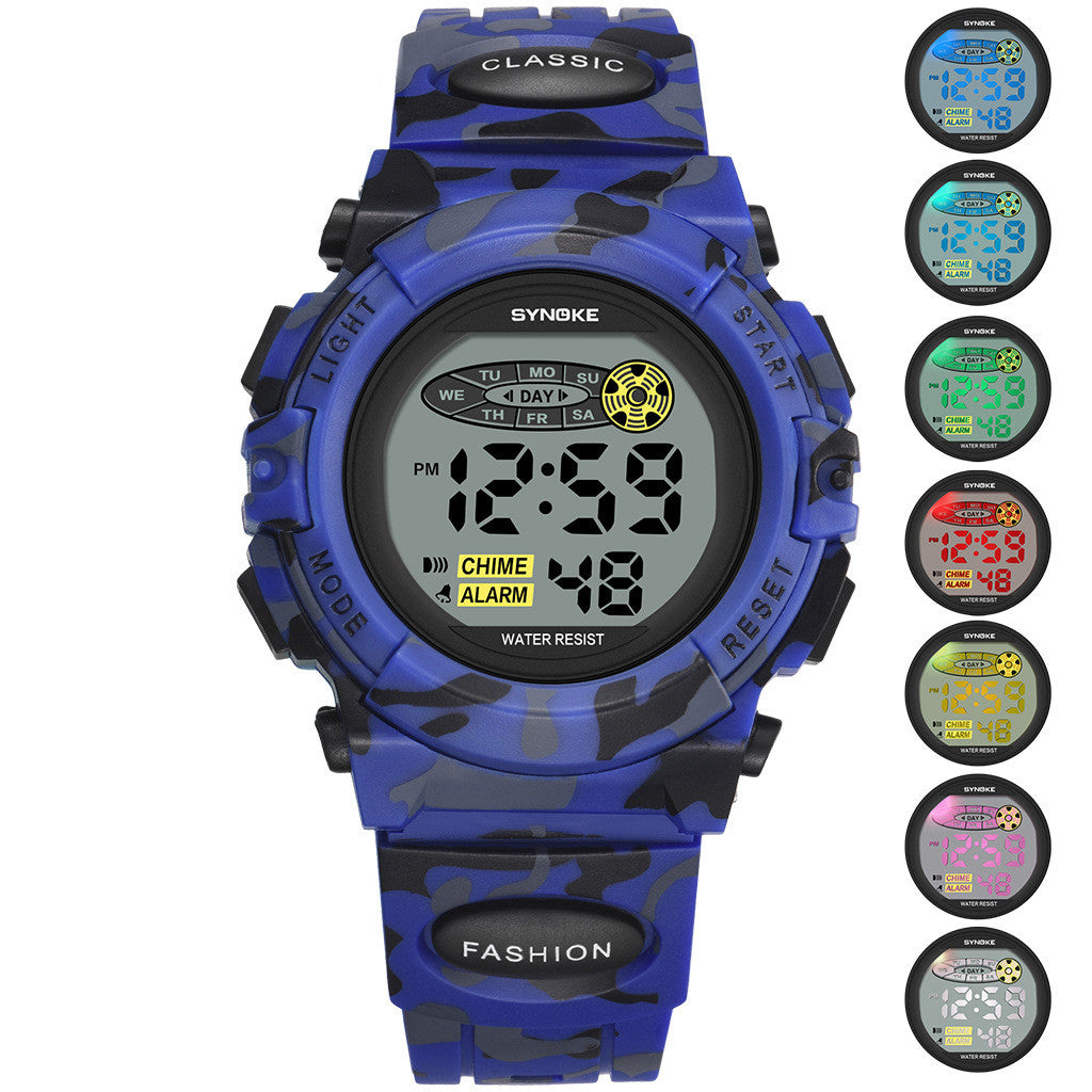Colorful Luminous Étudiant Personnalité Camouflage Sports Watch