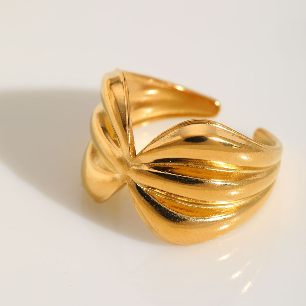 18K Or plaqué Ocean thème acier inoxydable anneau