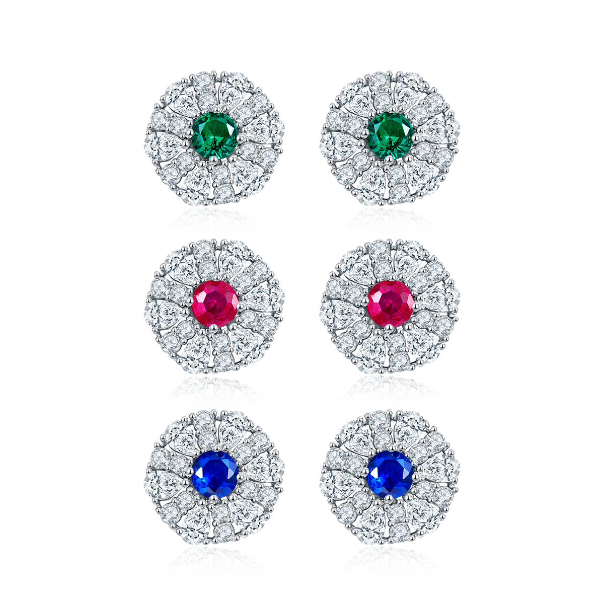 S925 Boucles d'oreilles en cluster en argent sterling