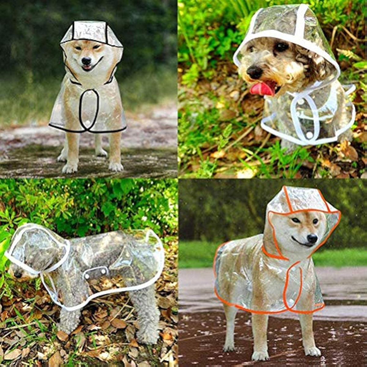Transparent imperméable pour petits chiens moyens Vêtements imperméables pour animaux de compagnie avec veste de pluie à capuchon