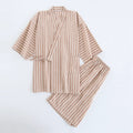 Washed cotton striped pajamas