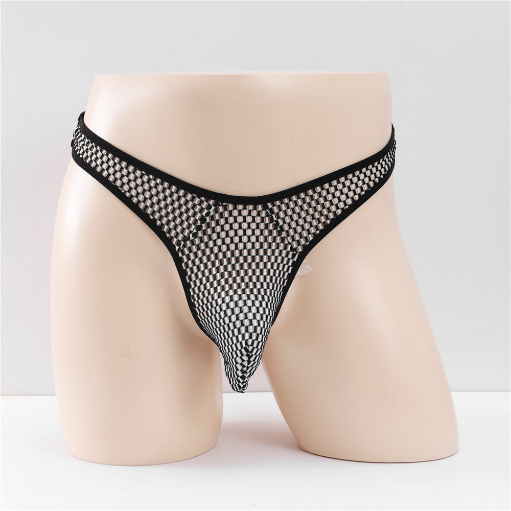 Mesh Hommes Voir à travers respirant Sexy T-forme U Convex Hollow-out Grand Mesh Sexy Underw