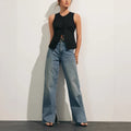 Femme Mode Casual sans manches Veste mince