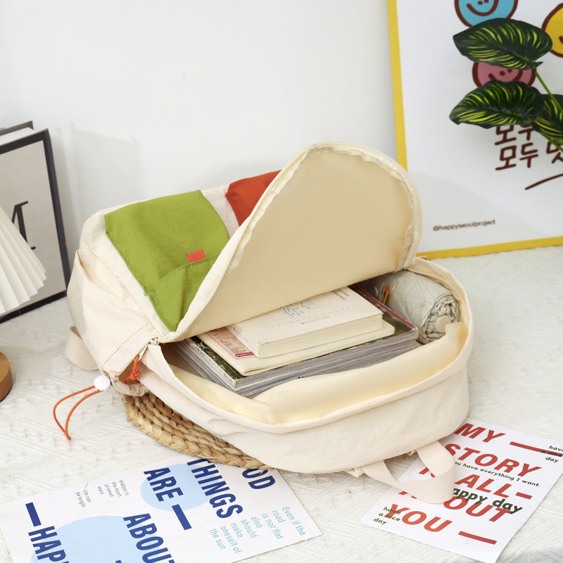 Color-block Design Backpack casual mignon et polyvalent