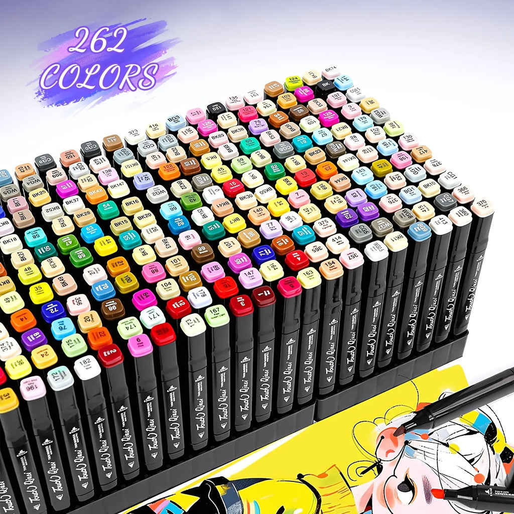 262 Couleur double-tip Marqueur Set Quick-Dry Marqueurs de croquis pour la peinture de dessin professionnel