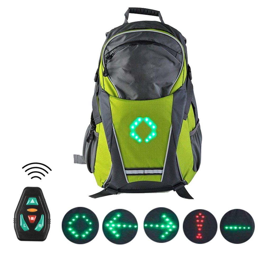 LED cycling backpack with turn signals