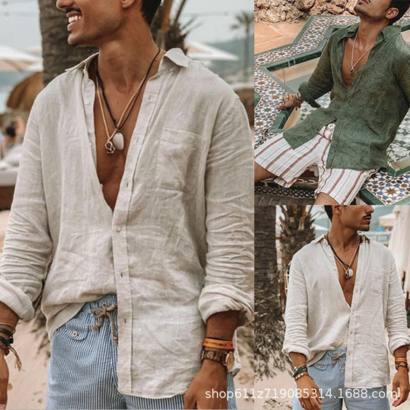 Commerce extérieur Autum Hommes de couleur pure européenne et américaine à manches longues
