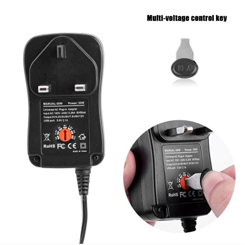 Universel 3-12V Adaptateur de tension réglable Chargeur d'alimentation USB AC DC