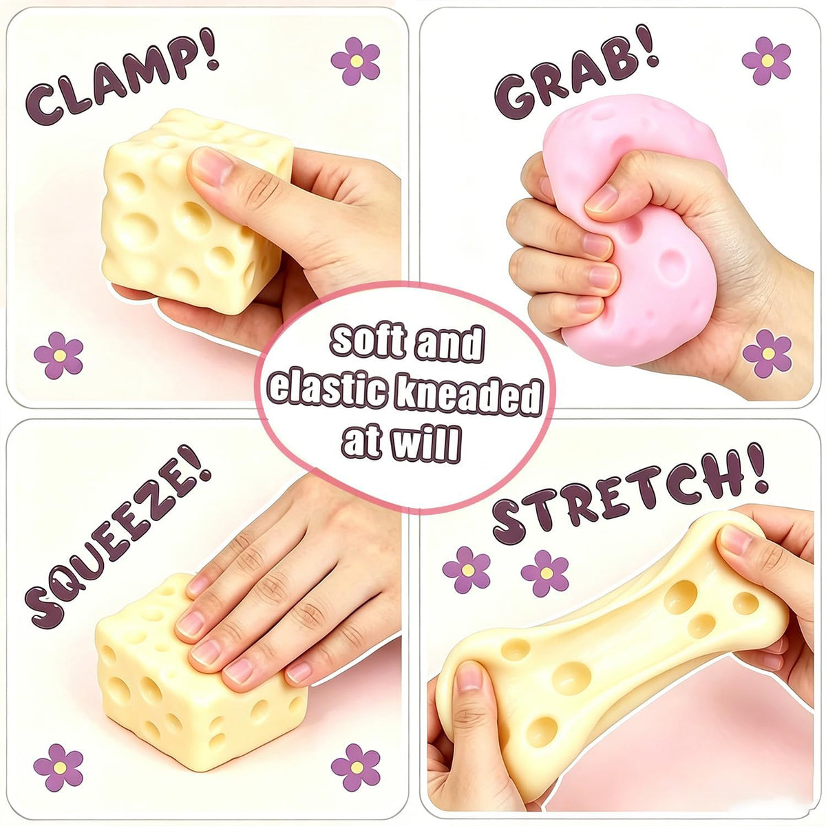 Jouet de fromage pour le stress et l'anxiété Relief Soft Skin-Feel Cheese Squeeze Toy