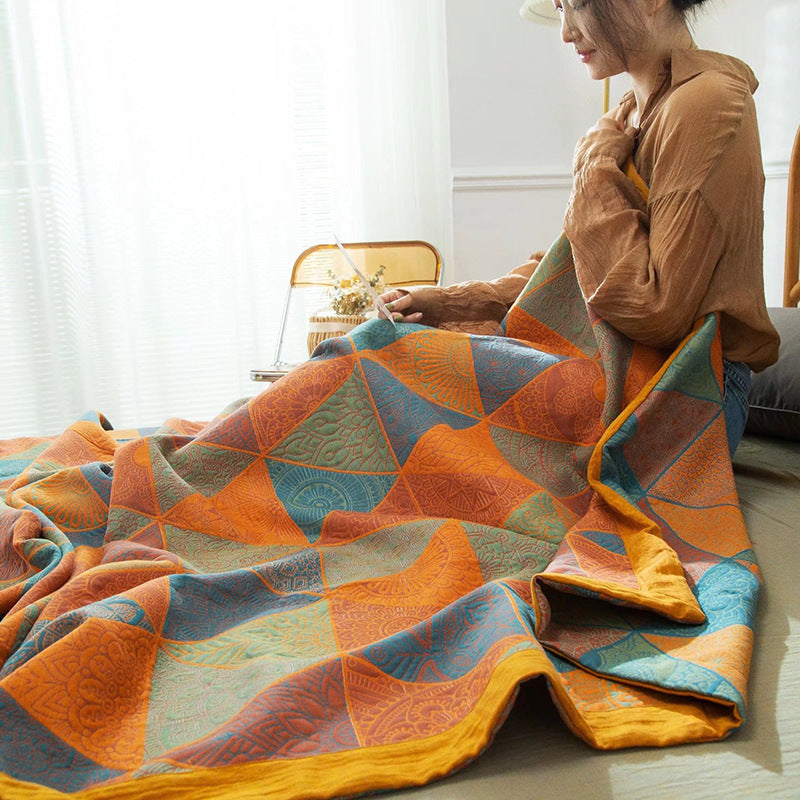 Pure Cotton Light Luxury Fil de trois couches Multi-fonctionnel Couverture Cotton Summer Qui