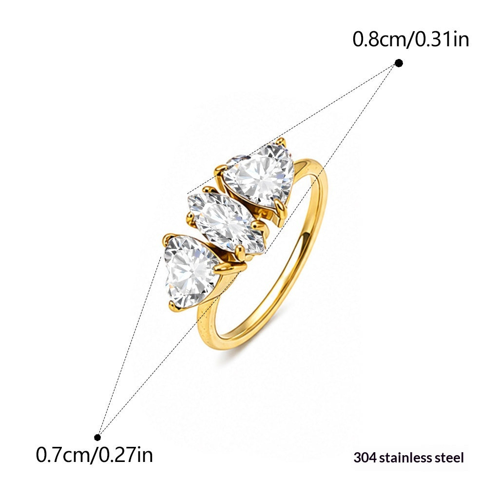 Anneau de titane en acier inoxydable Zircon pour femmes