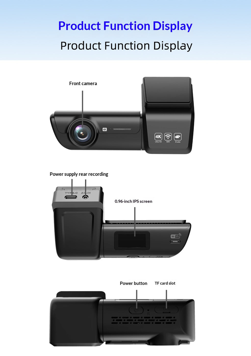 HD WiFi Dash Cam pour voitures