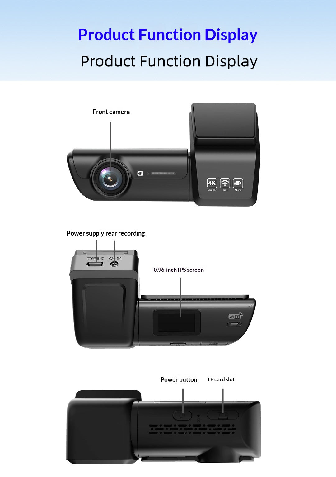 HD WiFi Dash Cam pour voitures