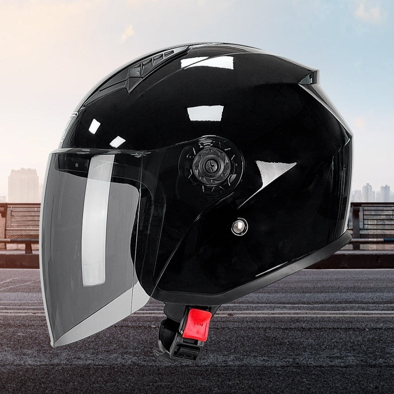 Casque de trois quarts de moto électrique quatre saisons casque d'équitation universel