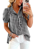 Chemise à manches courtes à manches courtes à manches courtes avec boutons en V-Neck