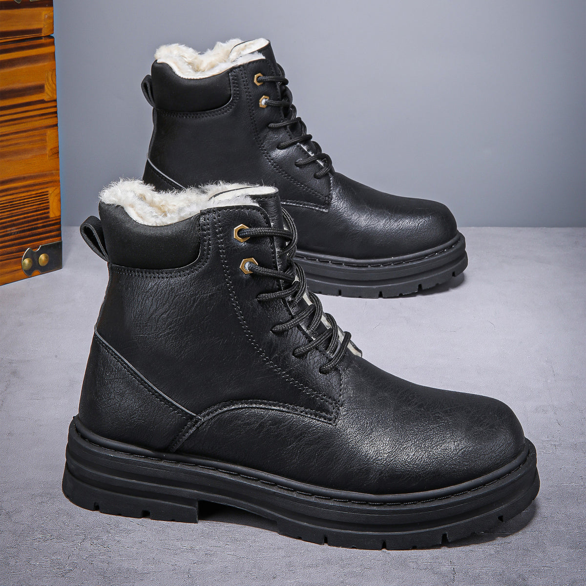 Hommes Chaud hiver Western Bottes de cowboy avec une grosse semelle dans un style rétro