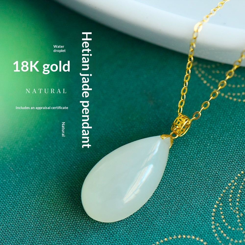 Collier pendentif Jade naturel Niche minimaliste