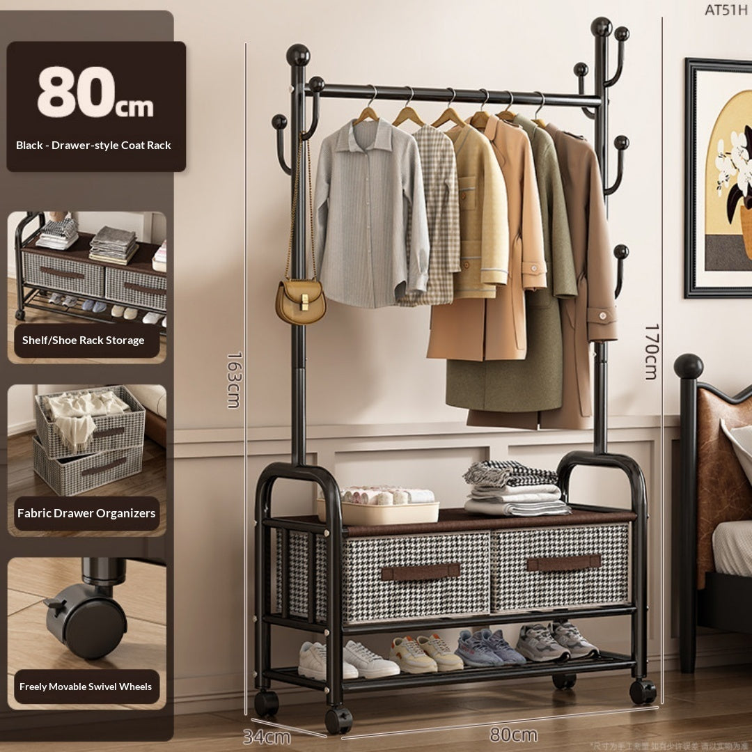 Étage de rack de vêtements Tiroir amovible Armoire Rack Chambre à accrocher Rack Balcon