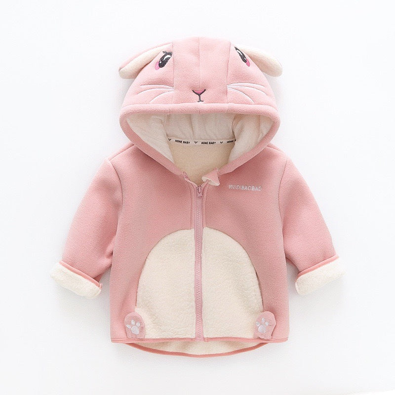 Veste à capuche chaude en velours de dessin animé