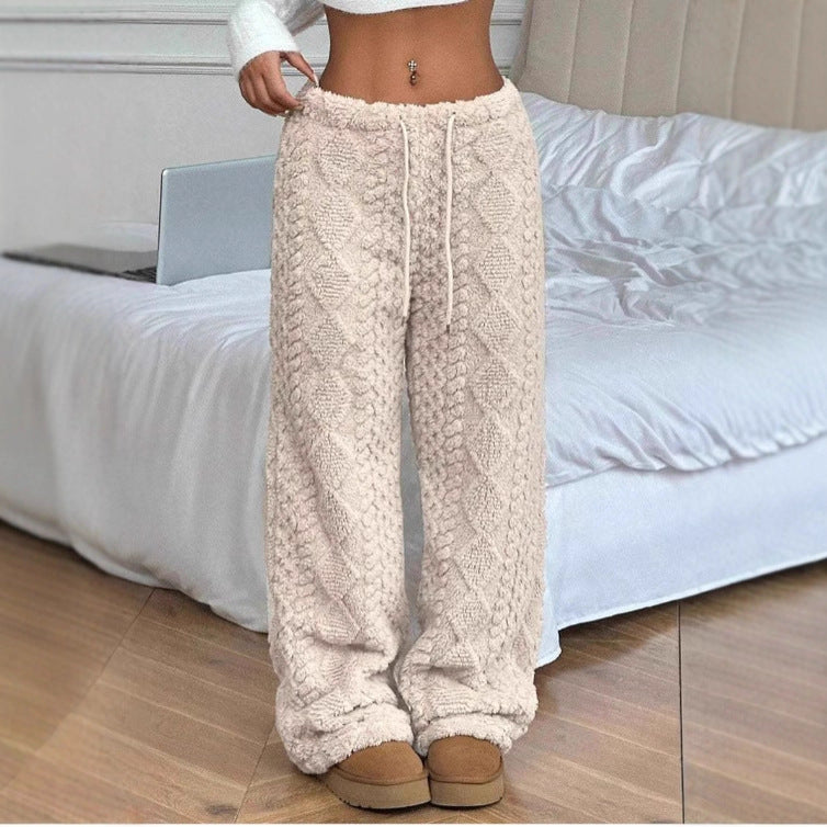 Pantalon casual chaud à l'avant couleur solide pour femmes