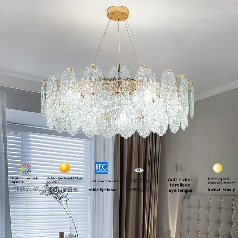 Luxury Lusury Glass Chandelier Metal and Glass Flush-mount Pendentif luminaire